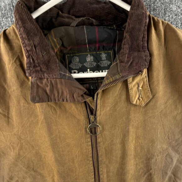 Barbour Nixon Large Waxed Jacket Men Full Zip Brown Classic Tartan Brown Adult - Picture 8 of 16